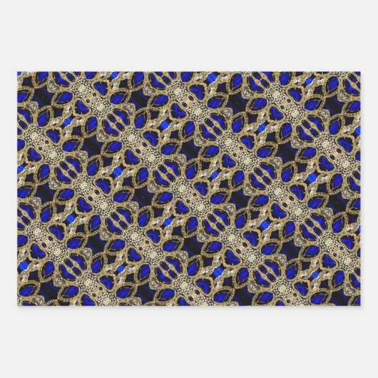 Trendy Stijlvol Turquoise Goud Zilver Saffier Blau Inpakpapier Vel (Voorkant)