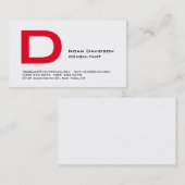 Trendy stijlvol wit rood monogram professional visitekaartje (Voorkant / Achterkant)