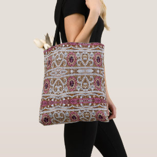 trendy, stijlvol zilver goud met ruw bohemen tote bag