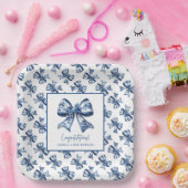 Trendy Stijlvolle Blauwe Bloemen Afstudeerfeest Papieren Bordje (Feest)