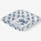 Trendy Stijlvolle Blauwe Bloemen Afstudeerfeest Papieren Bordje (Gebogen)