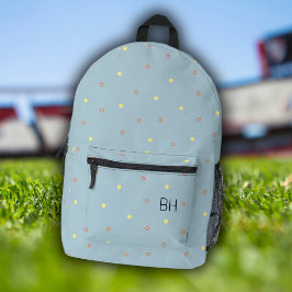 Trendy Stijlvolle Blauwe Polka Dots Monogram Initi Bedrukte Rugzak