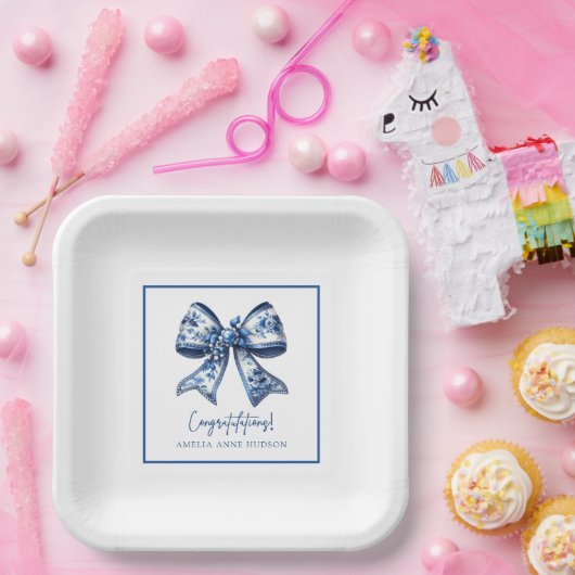 Trendy Stijlvolle Bow Graduation Party Papieren Bordje (Feest)