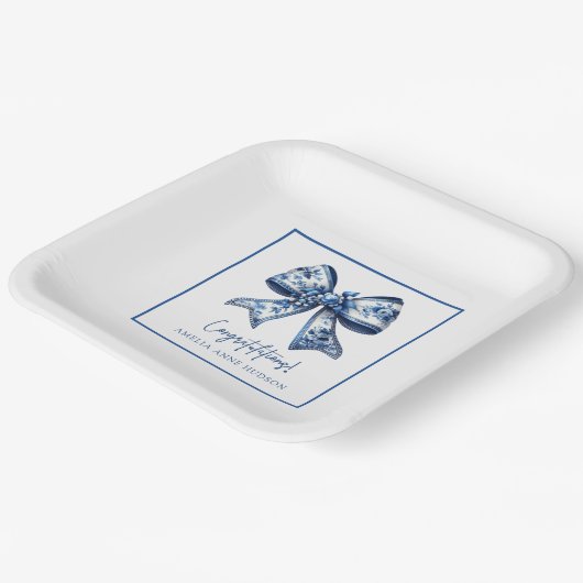 Trendy Stijlvolle Bow Graduation Party Papieren Bordje (Gebogen)