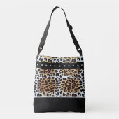 Trendy Stijlvolle Bruin Wit Zwart Leopard Custom Crossbody Tas (Achterkant)