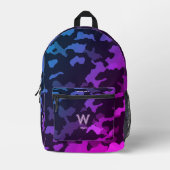 Trendy stijlvolle Camo Blue Paarse school Bedrukte Rugzak (Voorkant)