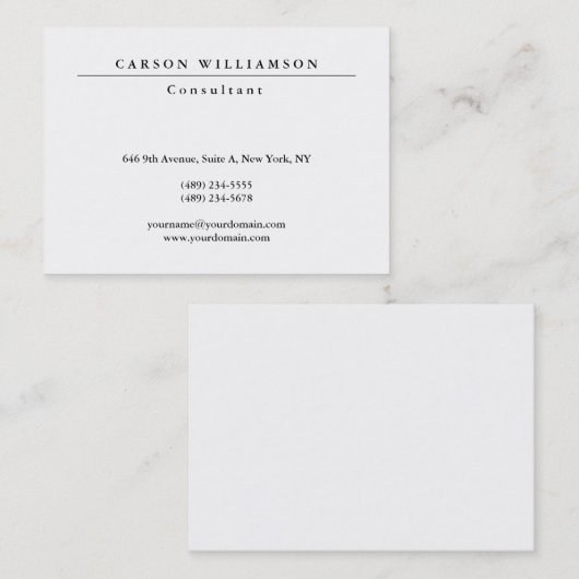 Trendy Stijlvolle Classic White Professional Visitekaartje (Voorkant / Achterkant)