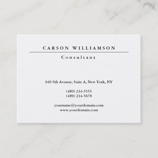 Trendy Stijlvolle Classic White Professional Visitekaartje (Voorkant)