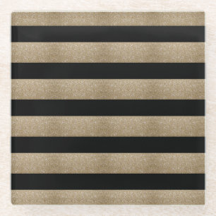 trendy stijlvolle geometrische zwarte en gouden st glazen onderzetter