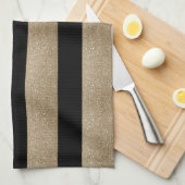 trendy stijlvolle geometrische zwarte en gouden st theedoek (Quarter Fold)