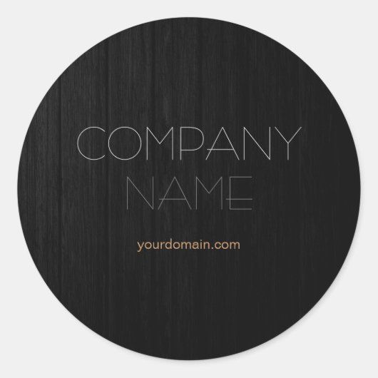 Trendy stijlvolle grijze houten bedrijfsnaam ronde sticker (Voorkant)