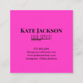 Trendy Stijlvolle Hair Stylist Zwart & Roze Vierkante Visitekaartje (Achterkant)