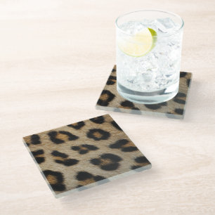 Trendy stijlvolle luipaard bontprint dierenpatroon glazen onderzetter