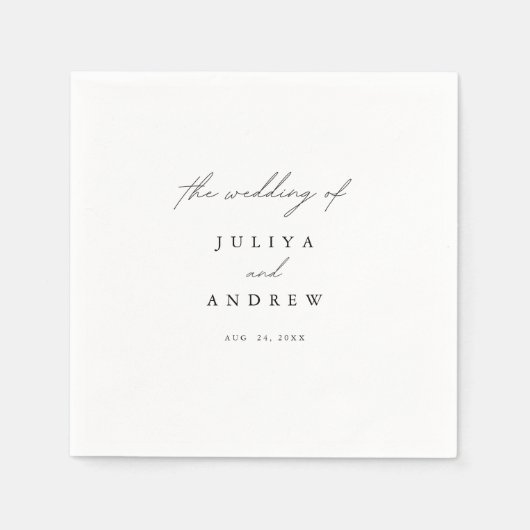 Trendy stijlvolle minimalistische script bruiloft servet (Voorkant)