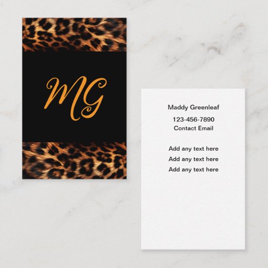 Trendy Stijlvolle Moderne Dames Monogram Visitekaartje (Voorkant / Achterkant)