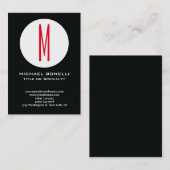Trendy stijlvolle moderne rode monogram zwart wit visitekaartje (Voorkant / Achterkant)