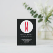 Trendy stijlvolle moderne rode monogram zwart wit visitekaartje (Staand voorkant)