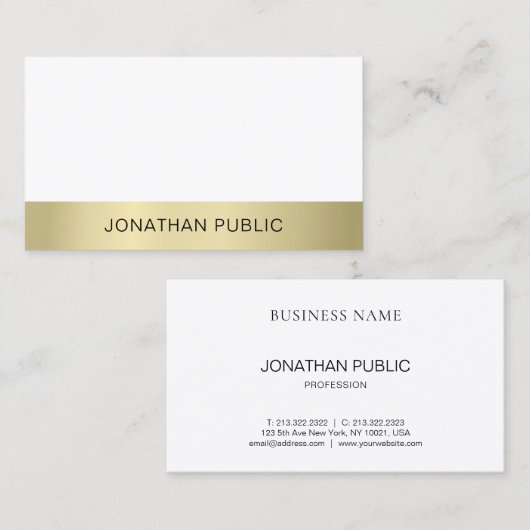 Trendy stijlvolle, moderne, stijlvolle, dunne, gou visitekaartje (Voorkant / Achterkant)