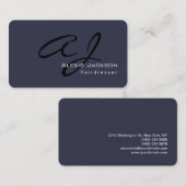 Trendy Stijlvolle Monogram Donkergrijs Blauw Kapsa Visitekaartje (Voorkant / Achterkant)