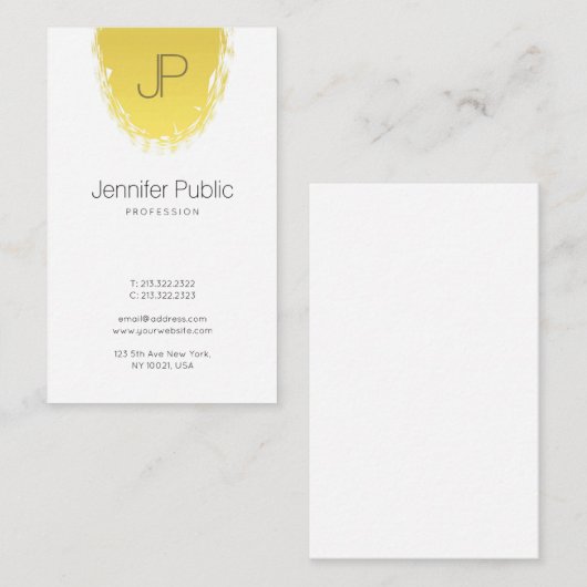 Trendy stijlvolle monogrammed Sleek Plain Gold loo Visitekaartje (Voorkant / Achterkant)