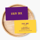 Trendy stijlvolle Paarse & gele mosterd typografie Visitekaartje