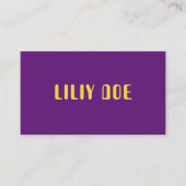 Trendy stijlvolle Paarse & gele mosterd typografie Visitekaartje (Voorkant)