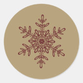 Trendy Stijlvolle Rode en Gouden Kerstmis Sneeuwvl Ronde Sticker (Voorkant)