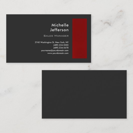 Trendy stijlvolle rood grijs moderne minimalist visitekaartje (Voorkant / Achterkant)