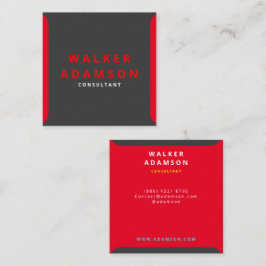 Trendy Stijlvolle Rood & Mat Zwart Vierkante Visitekaartje