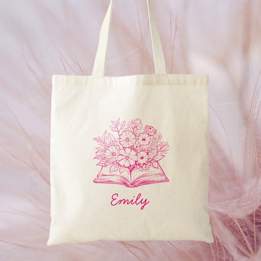 Trendy stijlvolle roze scriptnaam tote bag