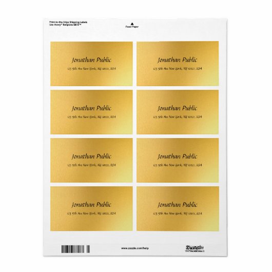 Trendy stijlvolle Script Text Gold Sjabloon Modern Etiket (Full Sheet)