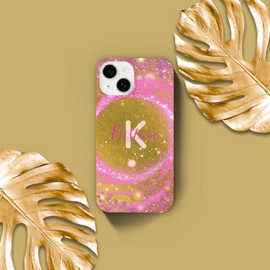 Trendy Stijlvolle Sparkly Pink en Gold Glitter Fol iPhone Hoesje