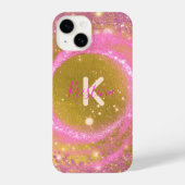 Trendy Stijlvolle Sparkly Pink en Gold Glitter Fol iPhone Hoesje (Achterkant)