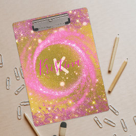 Trendy Stijlvolle Sparkly Pink en Gold Glitter Fol Klembord