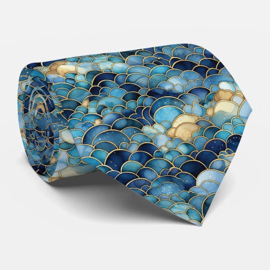 Trendy stijlvolle Waterverf Blue Clouds Stropdas (Opgerold)