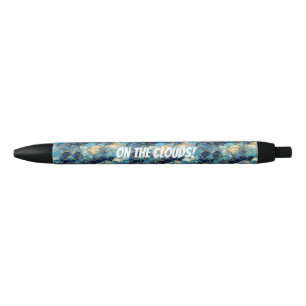 Trendy stijlvolle Waterverf Blue Clouds Zwarte Inkt Pen