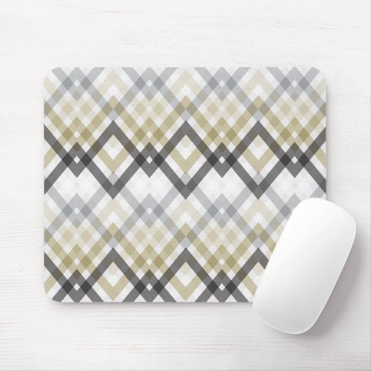 Trendy Stijlvolle Zig Zag Chevron Ruiten Zwart Gou Muismat (Met muis)