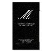 Trendy stijlvolle zwart-wit kalligrafie monogram magnetisch visitekaartje (Voorkant Verticaal)