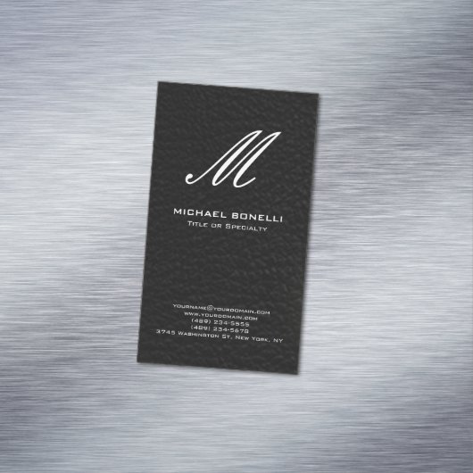 Trendy stijlvolle zwart-wit kalligrafie monogram magnetisch visitekaartje (Voorbeeld)