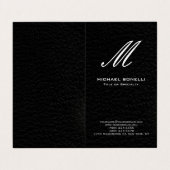 Trendy stijlvolle zwart-wit kalligrafie monogram visitekaartje (Buitenkant ongevouwen)