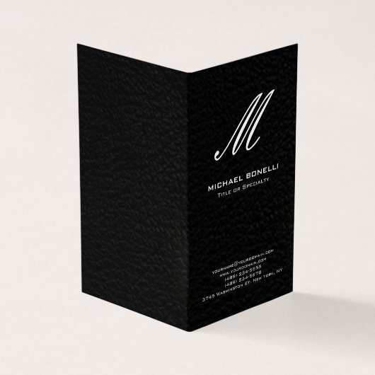 Trendy stijlvolle zwart-wit kalligrafie monogram visitekaartje (Buitenkant)