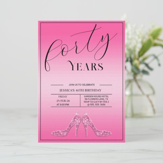 Trendy Stiletto's Modern Feminine 40th Birthday Kaart (Staand voorkant)