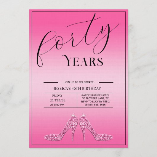 Trendy Stiletto's Modern Feminine 40th Birthday Kaart (Voorkant)