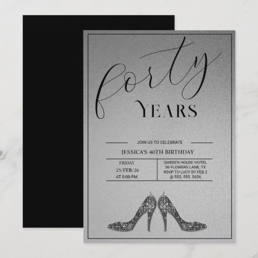 Trendy Stiletto's Moderne 40e Verjaardag Kaart (Voorkant / Achterkant)