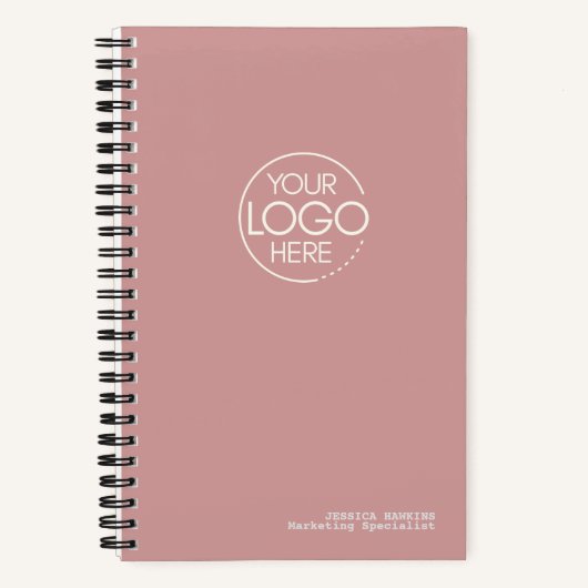 Trendy Stof Roze Modern Logo Notitieboek (Voorkant)