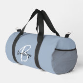 Trendy Stofblauwe Zwarte Witte Script Monogram  Plunjezak (Rechterhoek)