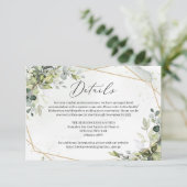 Trendy stoffige groene eucalyptus loof gouden deta informatiekaartje (Staand voorkant)