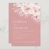 Trendy stoffige roos Bloemen bruiloft uitnodiging (Voorkant / Achterkant)