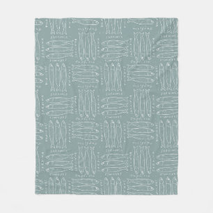Trendy stoffige salieblauwe Sardines Amalfi Strand Fleece Deken