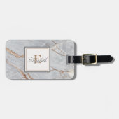 Trendy Stone Marble Texture, Monogram Bagagelabel (Voorkant horizontaal)